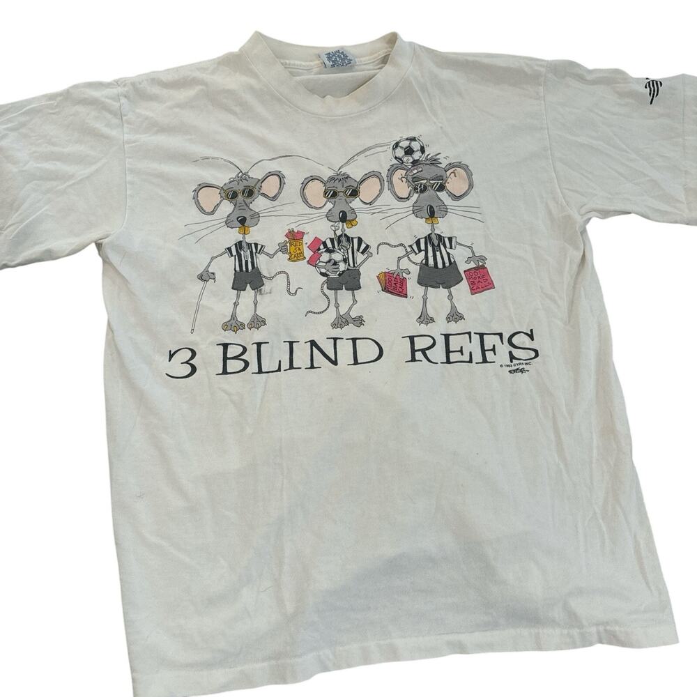Vintage 90s 1993 CYRK 3 BLIND REFS SOCCER MICE Cartoon Shirt Size Large